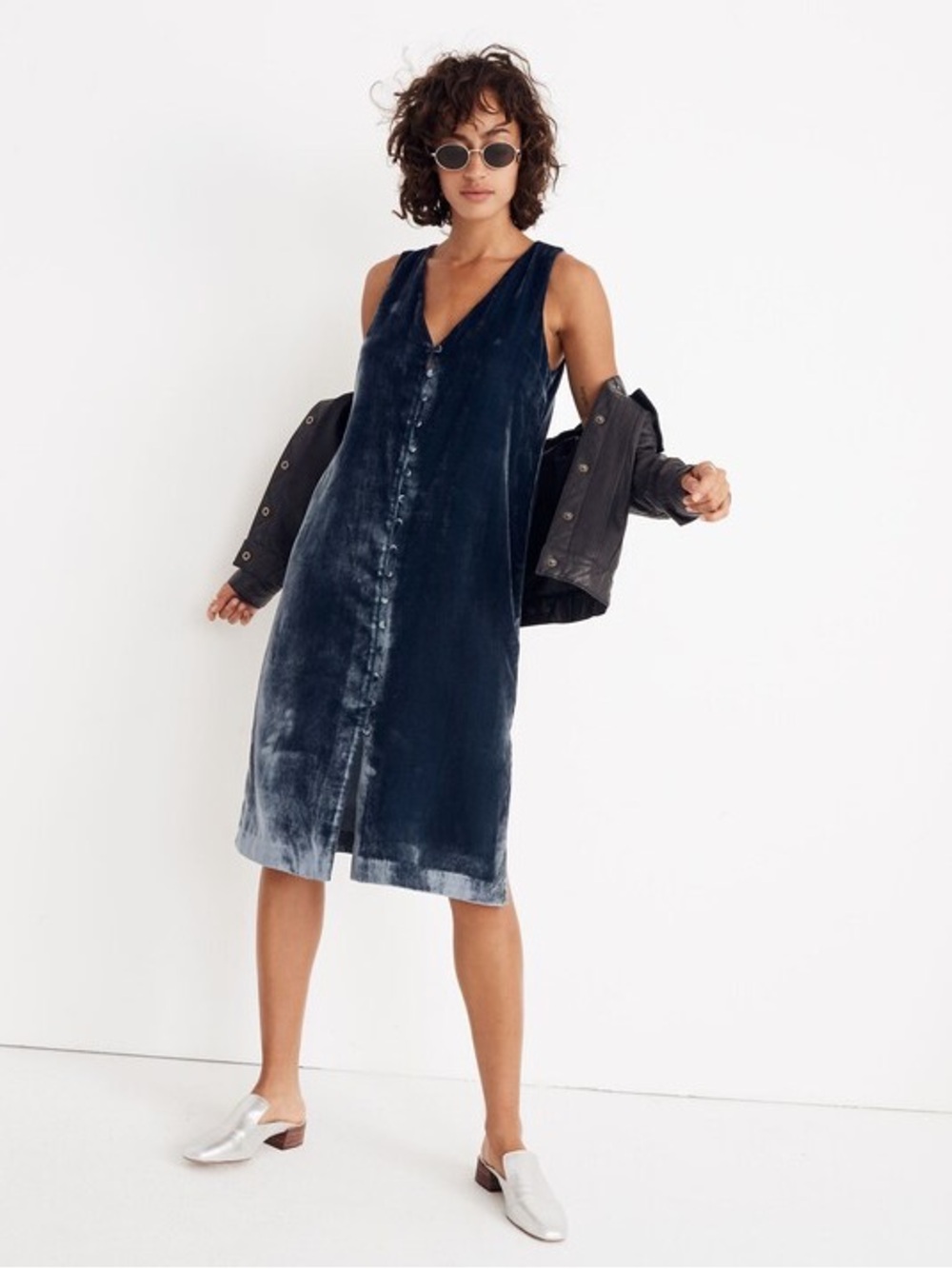 Madewell Velvet Button Front Midi Dress with Pockets! Size M